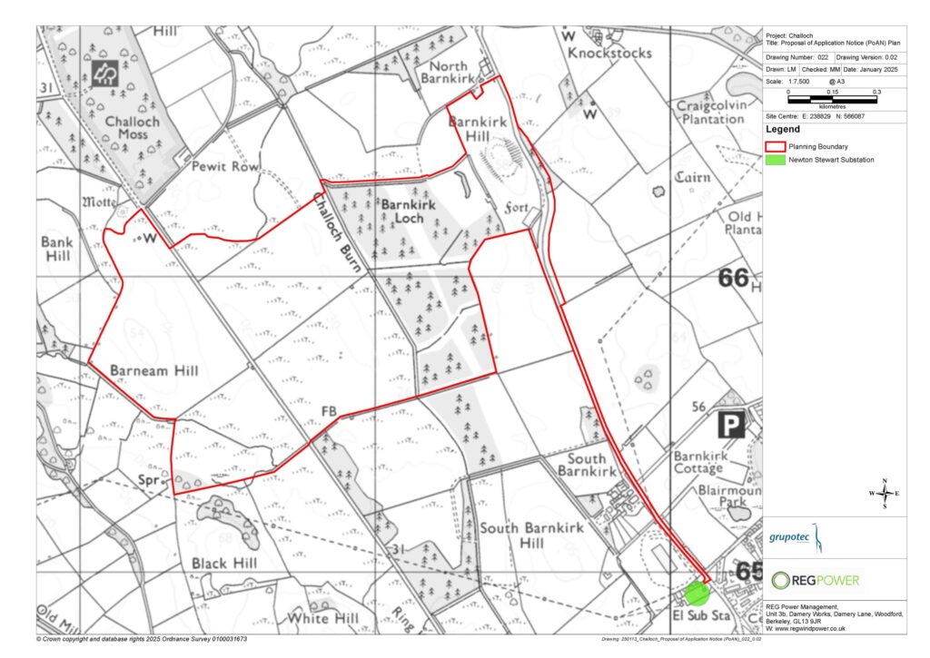 Challoch Solar Park, Proposed Location Near Newton Stewart Dumfries and Galloway Scotland.   Grupotec and REG Power Management are proposing a massive solar park and battery energy storage facility northwest of Newton Stewart, with a generating capacity exceeding 20 MW